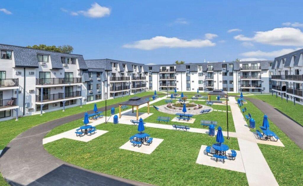 Multifamily apartment building with new windows by Pexic Windows
